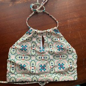 High Neck Printed Bikini Top